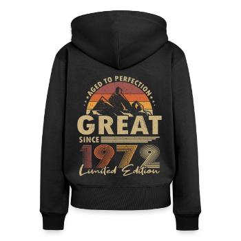 50th birthday born 1972 Great since 1972 - Women's Premium Organic Zip Hoodie - black - Back - Julia (174cm)