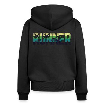 Running Runner Half Marathon Retro - Women's Premium Organic Zip Hoodie - black - Back - Julia (174cm)