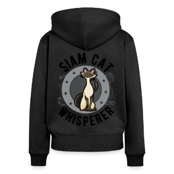 Siamkatzen Flüsterer Siamesische Katze - Frauen Premium Bio Zip Hoodie - Schwarz - Hinten - Julia (174cm)