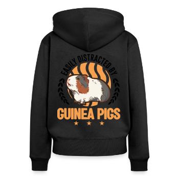 Facilement distrait par les cochons d’Inde Meerschweinchen - Sweat à capuche zippé Premium bio Femme - noir - Dos - Julia (174cm)