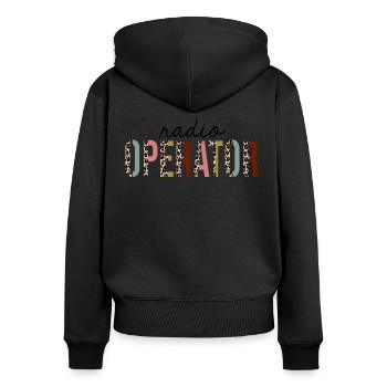 Funker Leopardenprint lustig - Frauen Premium Bio Zip Hoodie - Schwarz - Hinten - Julia (174cm)