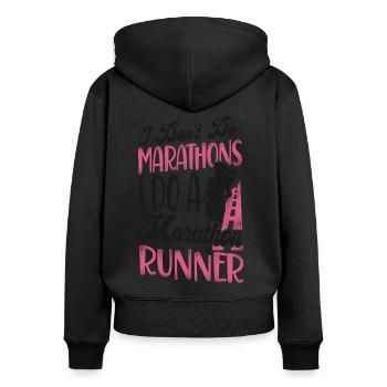 Running Runner Half Marathon - Frauen Premium Bio Zip Hoodie - Schwarz - Hinten - Julia (174cm)