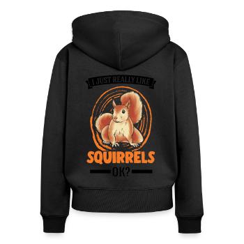 J’aime vraiment Squirrels Squirrel - Sweat à capuche zippé Premium bio Femme - noir - Dos - Julia (174cm)
