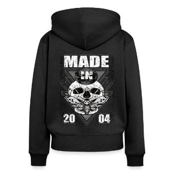 Made in 2004 Vintage Retro Limited Edition - Frauen Premium Bio Zip Hoodie - Schwarz - Hinten - Julia (174cm)