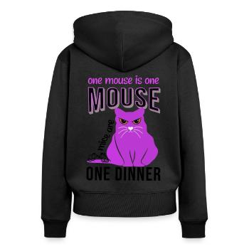 Une souris une souris chat parler mot gros chat - Sweat à capuche zippé Premium bio Femme - noir - Dos - Julia (174cm)