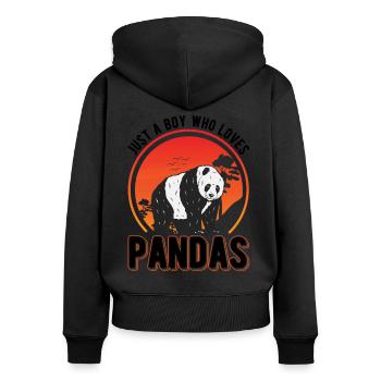 Just a Boy who loves Pandas - Frauen Premium Bio Zip Hoodie - Schwarz - Hinten - Julia (174cm)