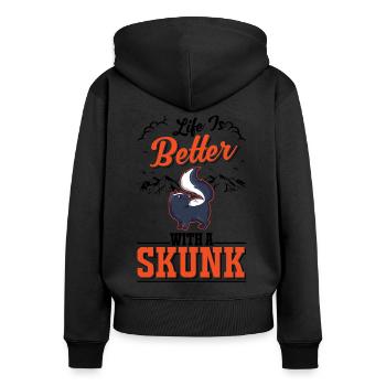 La vie est meilleure avec une Skunk Stinktier - Sweat à capuche zippé Premium bio Femme - noir - Dos - Julia (174cm)