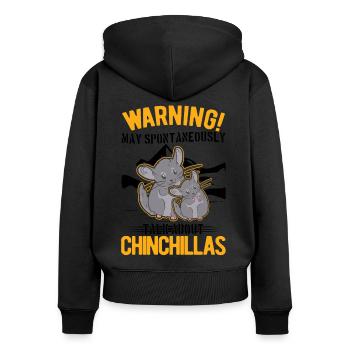 Peut parler spontanément de Chinchillas - Sweat à capuche zippé Premium bio Femme - noir - Dos - Julia (174cm)