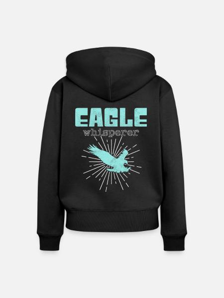 Adler Flüsterer - Frauen Premium Bio Zip Hoodie - Schwarz