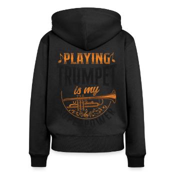 Joueur de trompette Vintage Playing - Sweat à capuche zippé Premium bio Femme - noir - Dos - Julia (174cm)