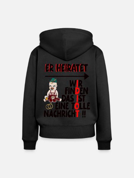 poltern Er heiratet - Frauen Premium Bio Zip Hoodie - Schwarz