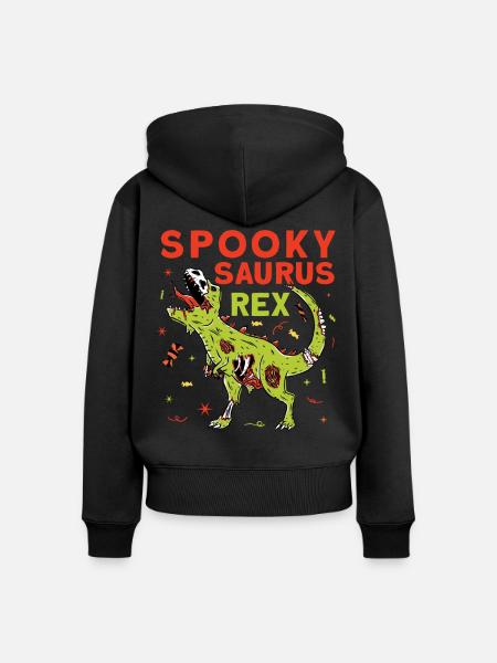 Spooky Saurus Rex - Frauen Premium Bio Zip Hoodie - Schwarz