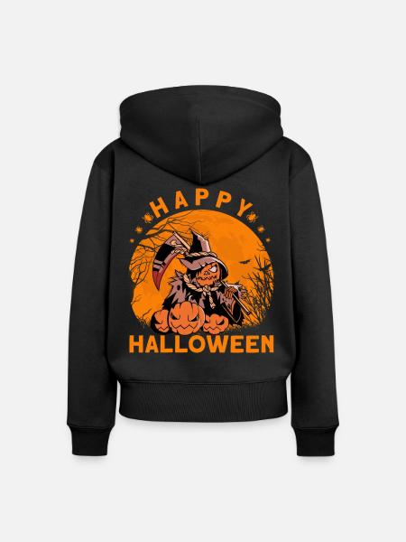 Happy Halloween - Frauen Premium Bio Zip Hoodie - Schwarz