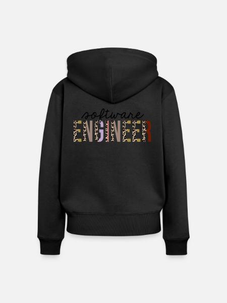 Softwareentwickler Leopard Print Funny - Frauen Premium Bio Zip Hoodie - Schwarz