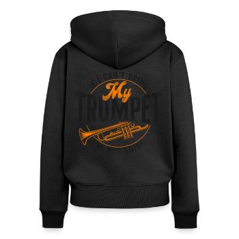 Trumpet Player Vintage If I Can't - Frauen Premium Bio Zip Hoodie - Schwarz - Hinten - Julia (174cm)