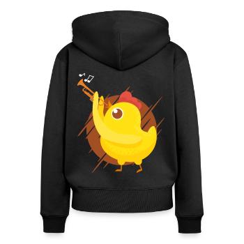 Trumpet Player Girl Chicken - Women's Premium Organic Zip Hoodie - black - Back - Julia (174cm)