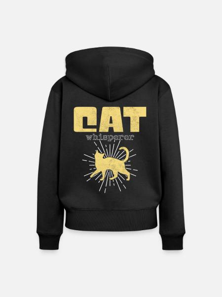 Katzen Flüsterer - Frauen Premium Bio Zip Hoodie - Schwarz