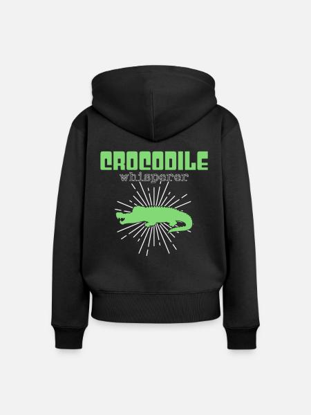 Krokodil Flüsterer - Frauen Premium Bio Zip Hoodie - Schwarz