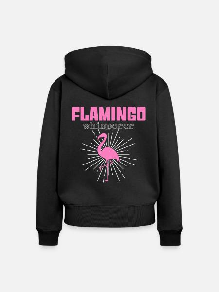 Flamingo Flüsterer - Frauen Premium Bio Zip Hoodie - Schwarz