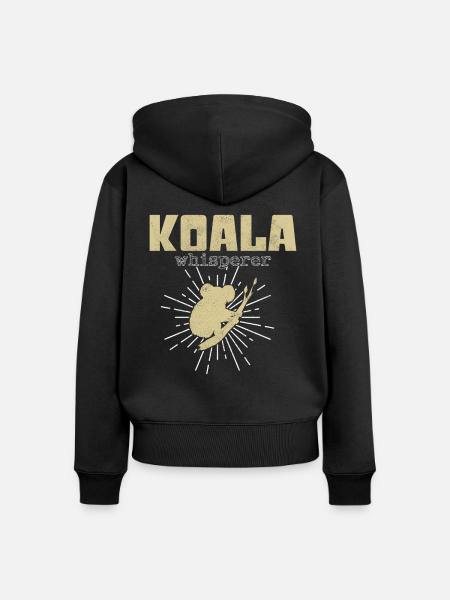 Koala Flüsterer - Frauen Premium Bio Zip Hoodie - Schwarz