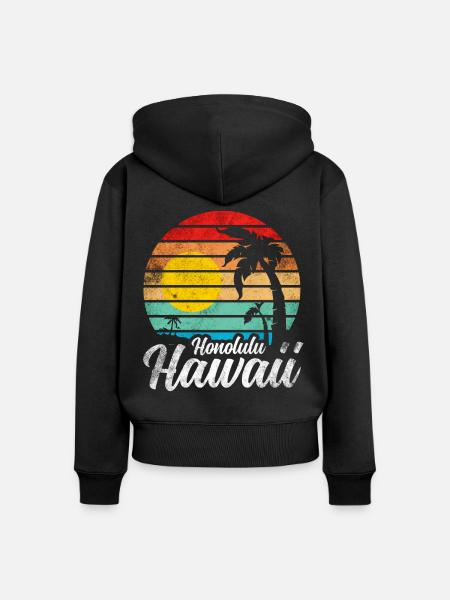 Honolulu Hawaii - Frauen Premium Bio Zip Hoodie - Schwarz