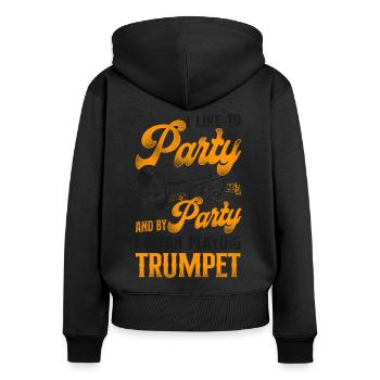Trumpet Player Vintage I Like To - Frauen Premium Bio Zip Hoodie - Schwarz - Hinten - Julia (174cm)