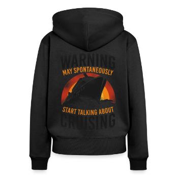 Croisière Vacances Rétro Vintage - Sweat à capuche zippé Premium bio Femme - noir - Dos - Julia (174cm)