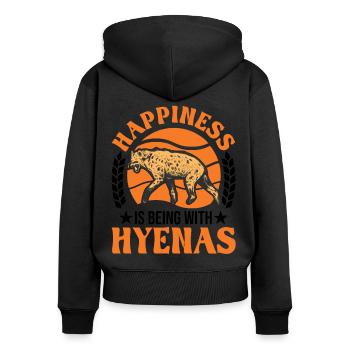 Le bonheur, c’est d’être avec la hyène de la hyène - Sweat à capuche zippé Premium bio Femme - noir - Dos - Julia (174cm)
