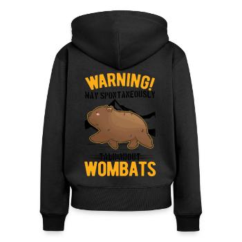 Warning May spontaneously talk about Wombats - Women's Premium Organic Zip Hoodie - black - Back - Julia (174cm)