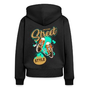 Sneakers Sneakerliebe Turnschuh Spruch - Frauen Premium Bio Zip Hoodie - Schwarz - Hinten - Julia (174cm)