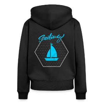 Sail - Women's Premium Organic Zip Hoodie - black - Back - Julia (174cm)