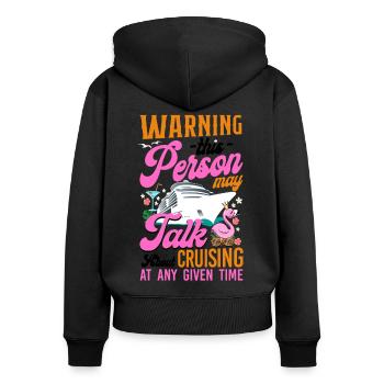Avertissement de fille de vacances de bateau de croisière - Sweat à capuche zippé Premium bio Femme - noir - Dos - Julia (174cm)