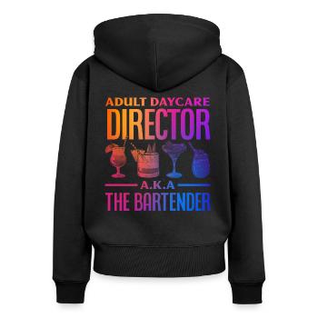 Barman - Sweat à capuche zippé Premium bio Femme - noir - Dos - Julia (174cm)