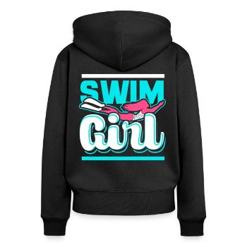 Filles de natation - Sweat à capuche zippé Premium bio Femme - noir - Dos - Julia (174cm)