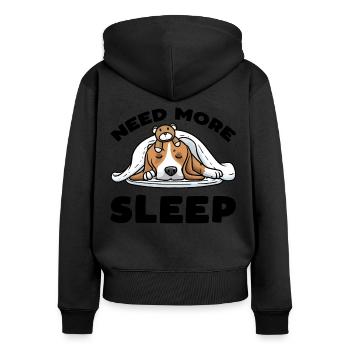 Beagle dog Sleeping with cuddly toy - Women's Premium Organic Zip Hoodie - black - Back - Julia (174cm)