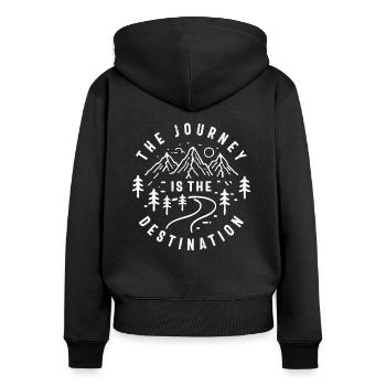 Die Reise ist das Ziel Outdoor-Abenteuer - Frauen Premium Bio Zip Hoodie - Schwarz - Hinten - Julia (174cm)