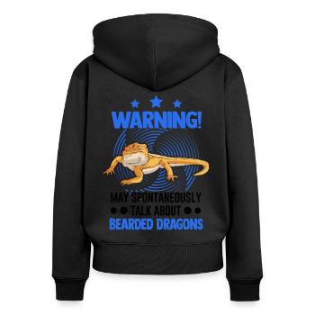 Avertissement Dragon Barbu Cadeau Dragon Barbu - Sweat à capuche zippé Premium bio Femme - noir - Dos - Julia (174cm)