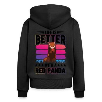 La vie est meilleure avec un panda roux roter panda - Sweat à capuche zippé Premium bio Femme - noir - Dos - Julia (174cm)