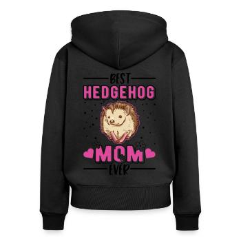 Best Hedgehog Mom Ever Igel Mama Stacheligel - Frauen Premium Bio Zip Hoodie - Schwarz - Hinten - Julia (174cm)