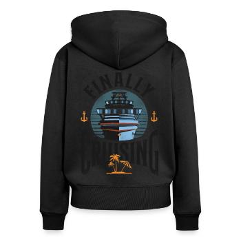 Cruise Ship Vacation Finally - Frauen Premium Bio Zip Hoodie - Schwarz - Hinten - Julia (174cm)