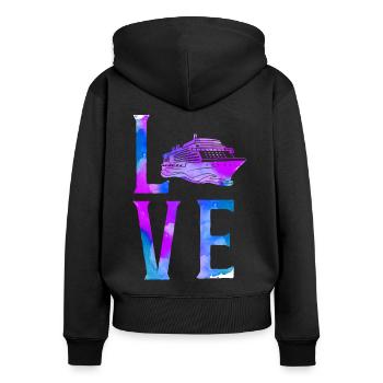 Cruise Ship Vacation Watercolor - Frauen Premium Bio Zip Hoodie - Schwarz - Hinten - Julia (174cm)