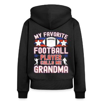 Grand-mère de football américain Joueur de football Grand-mère - Sweat à capuche zippé Premium bio Femme - noir - Dos - Julia (174cm)