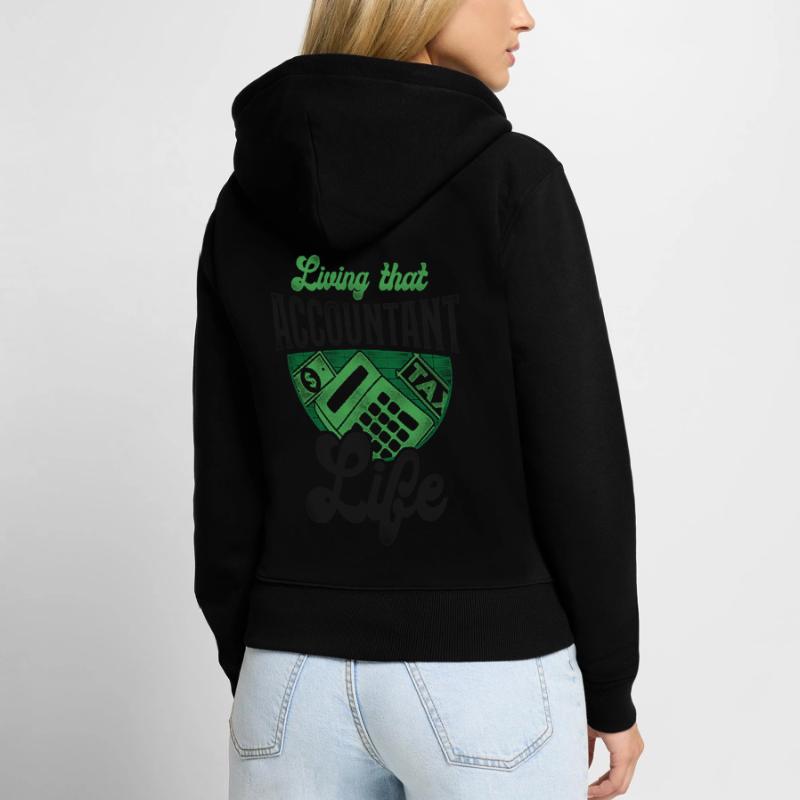 Comptable Comptable Comptable Comptabilité Sweat à capuche zippé Premium bio Femme