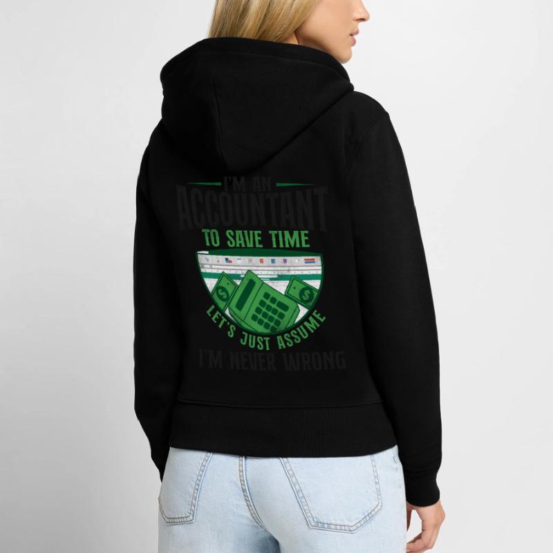 Comptable Comptable Comptable Comptabilité Sweat à capuche zippé Premium bio Femme