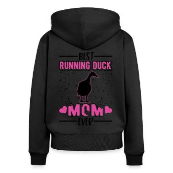 Best Running Duck Mom Ever Laufente - Women's Premium Organic Zip Hoodie - black - Back - Julia (174cm)