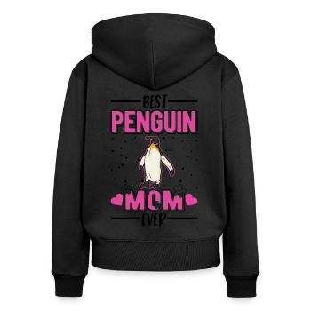 Best Penguin Mom Ever Pinguin Mama - Frauen Premium Bio Zip Hoodie - Schwarz - Hinten - Julia (174cm)