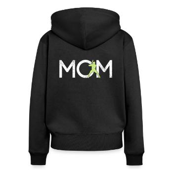 Baseball Mama - Frauen Premium Bio Zip Hoodie - Schwarz - Hinten - Julia (174cm)
