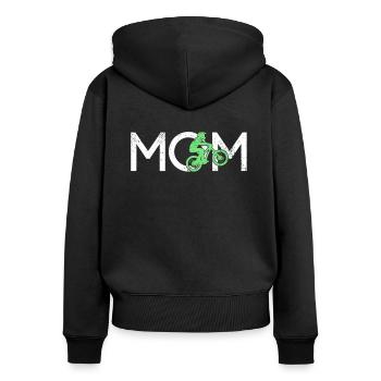 Mountainbike Mama - Frauen Premium Bio Zip Hoodie - Schwarz - Hinten - Julia (174cm)
