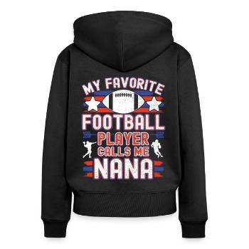 Grand-mère de football américain Joueur de football Grand-mère - Sweat à capuche zippé Premium bio Femme - noir - Dos - Julia (174cm)