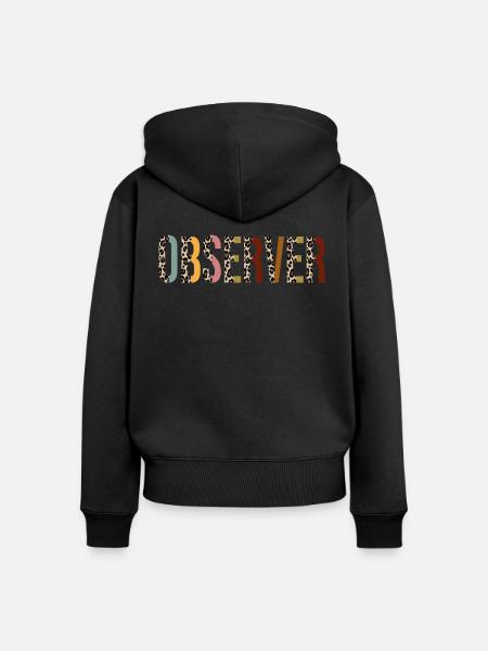 Beobachter - Frauen Premium Bio Zip Hoodie - Schwarz